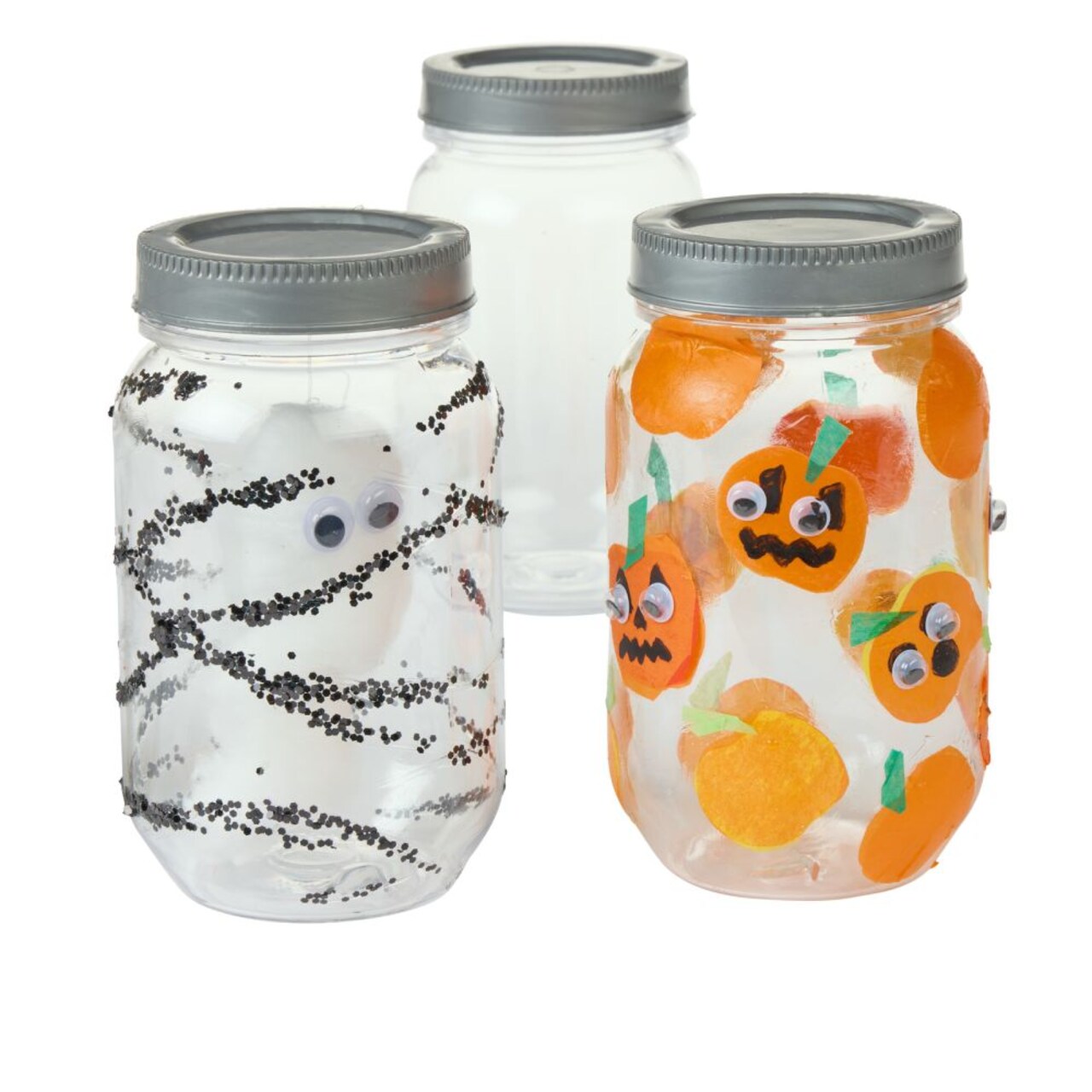 Colorations Clear Plastic Mason Jar, Set of 6 Pack, 5 1/2" high, 3" Dia, Decorate Your Own Jar, Craft for Kids, Create Unique & Personal Designs, Fun Kids Craft Project,Craft Project for Boys & Girls